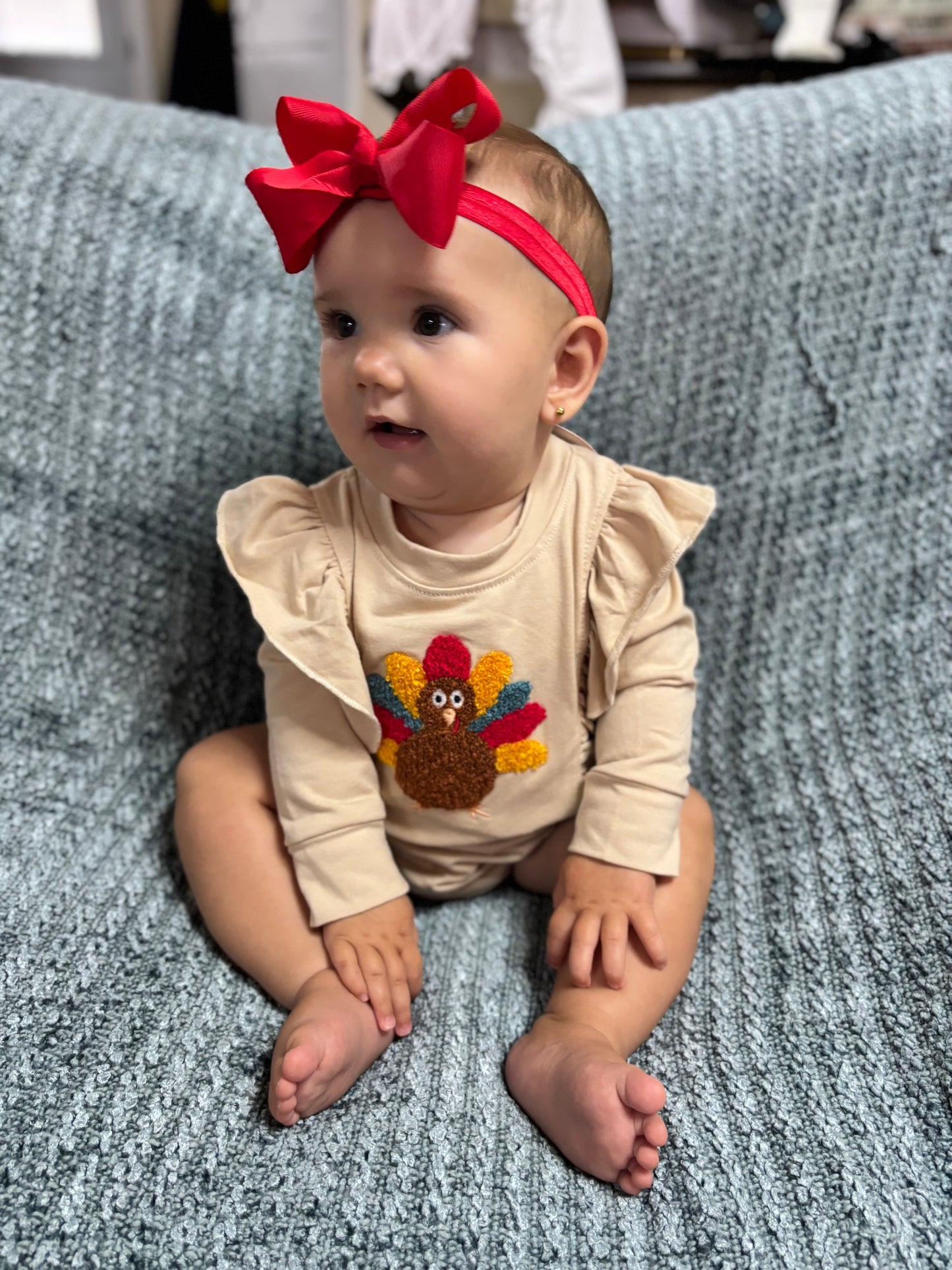 Beige Turkey French Knot Ruffle Bubble