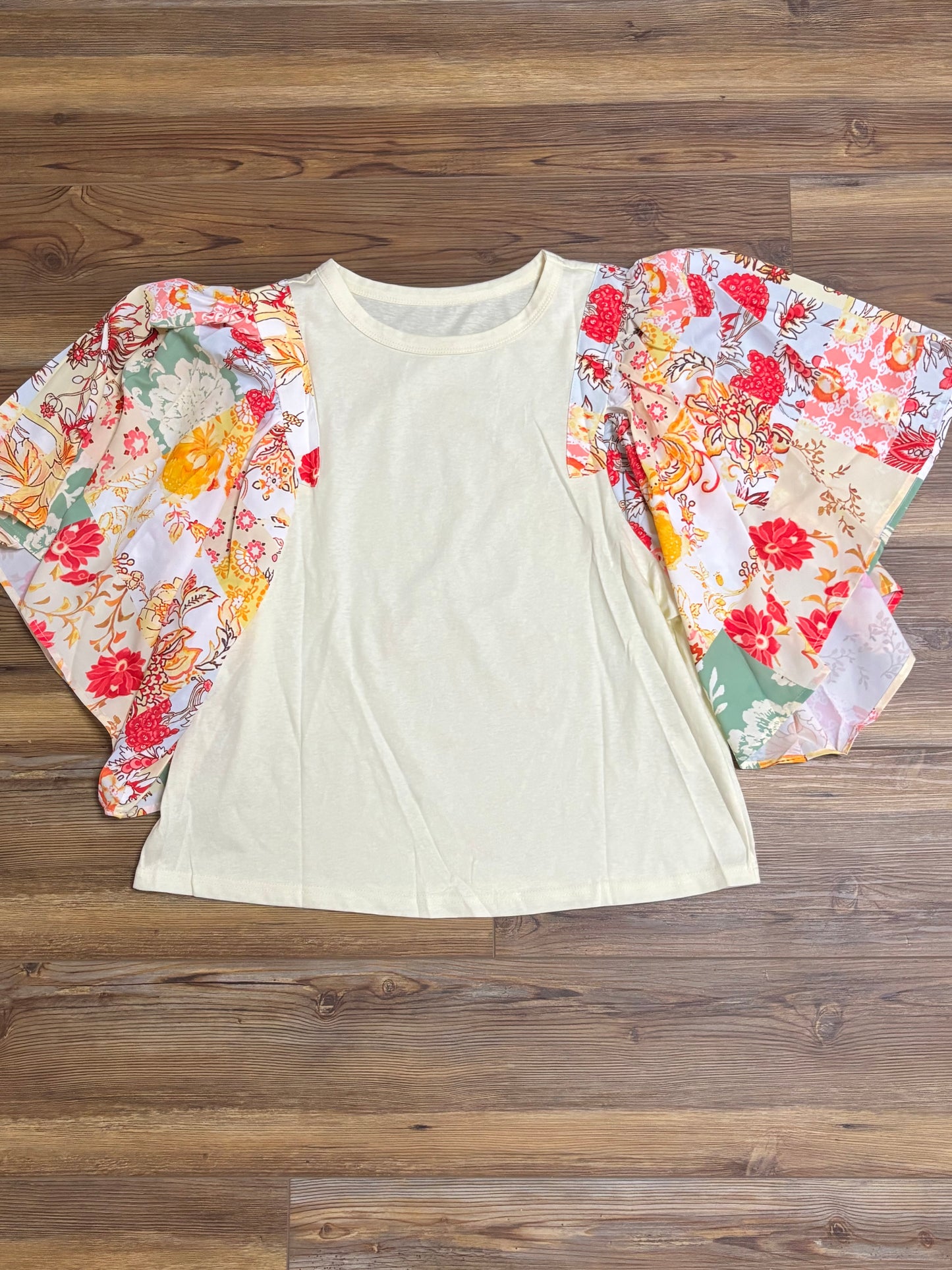 Beige Half Batwing Sleeve Blouse