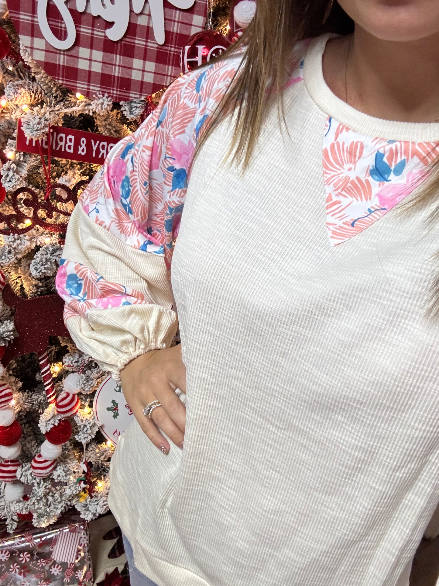 Floral Balloon Sleeve Blouse