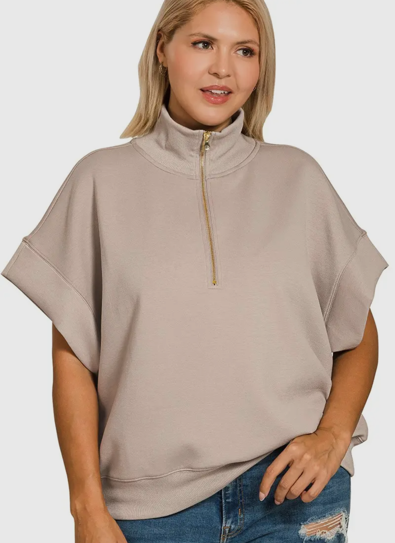 Plus Scuba High Neck Short Sleeve Pullover