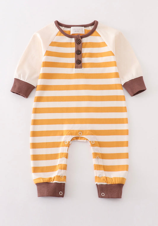 Platinum Brown Stripe Baby Boy Romper