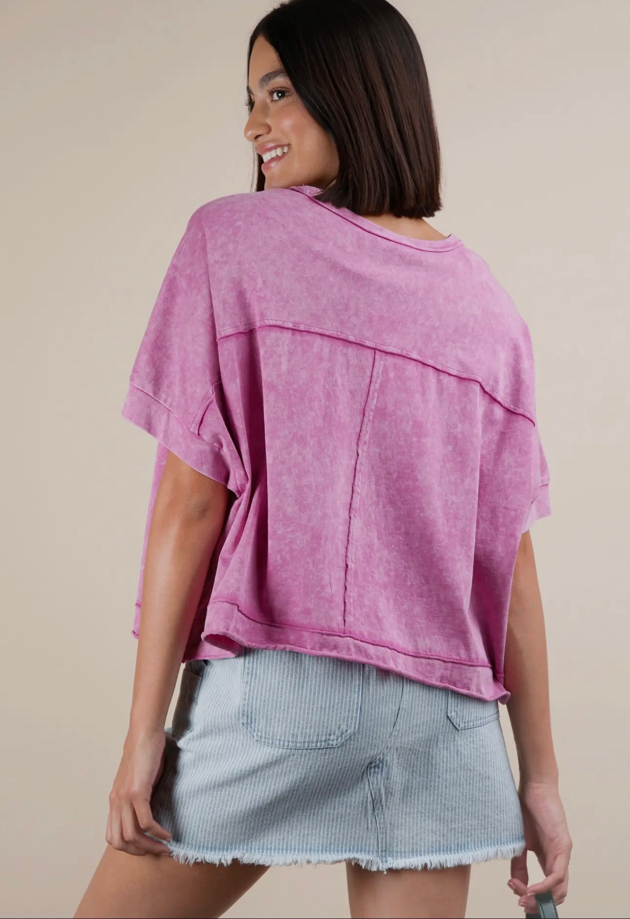 Mineral Washed Oversized Crop Knit Top