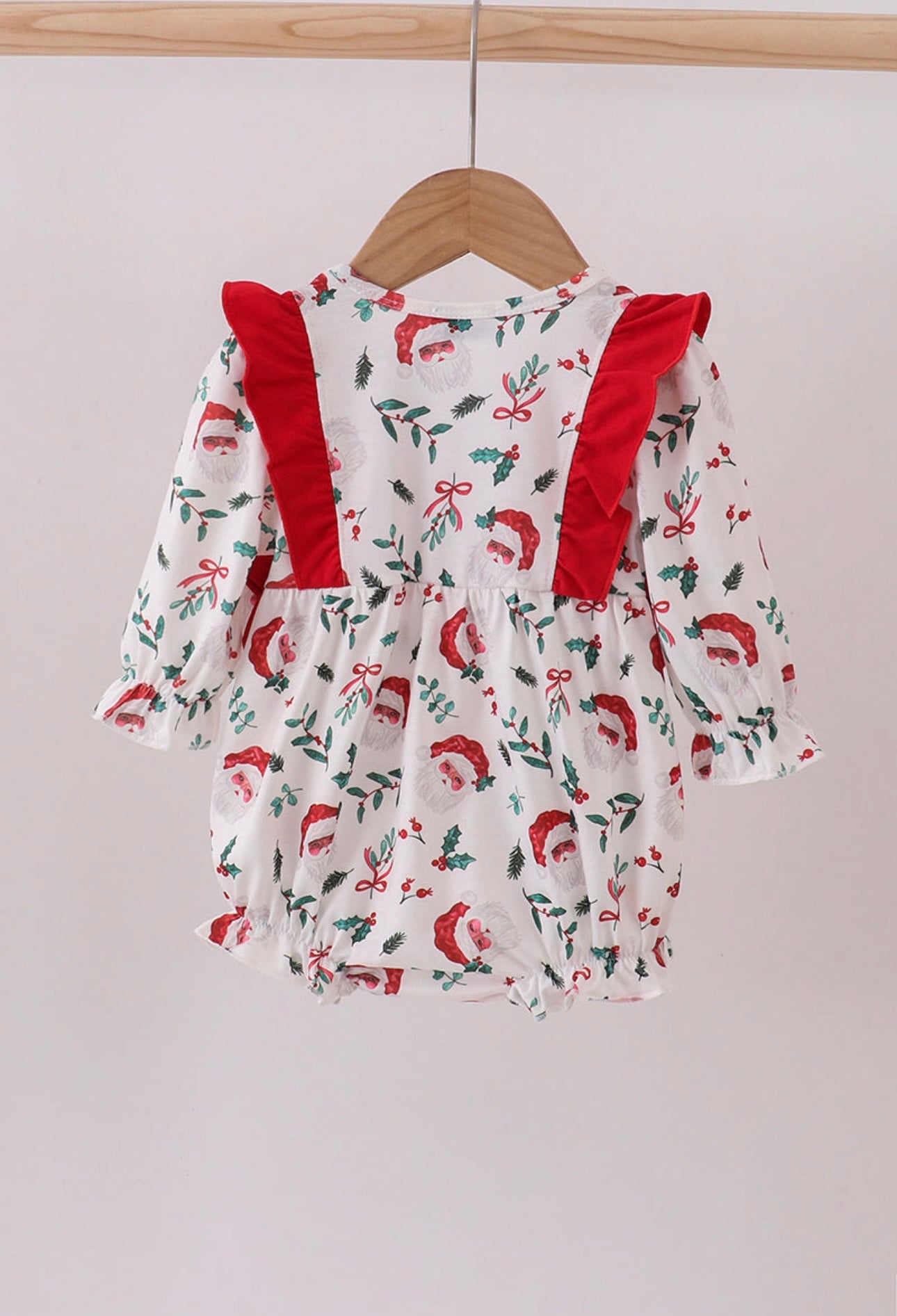 Red Santa Claus Embroidery Ruffle Bubble
