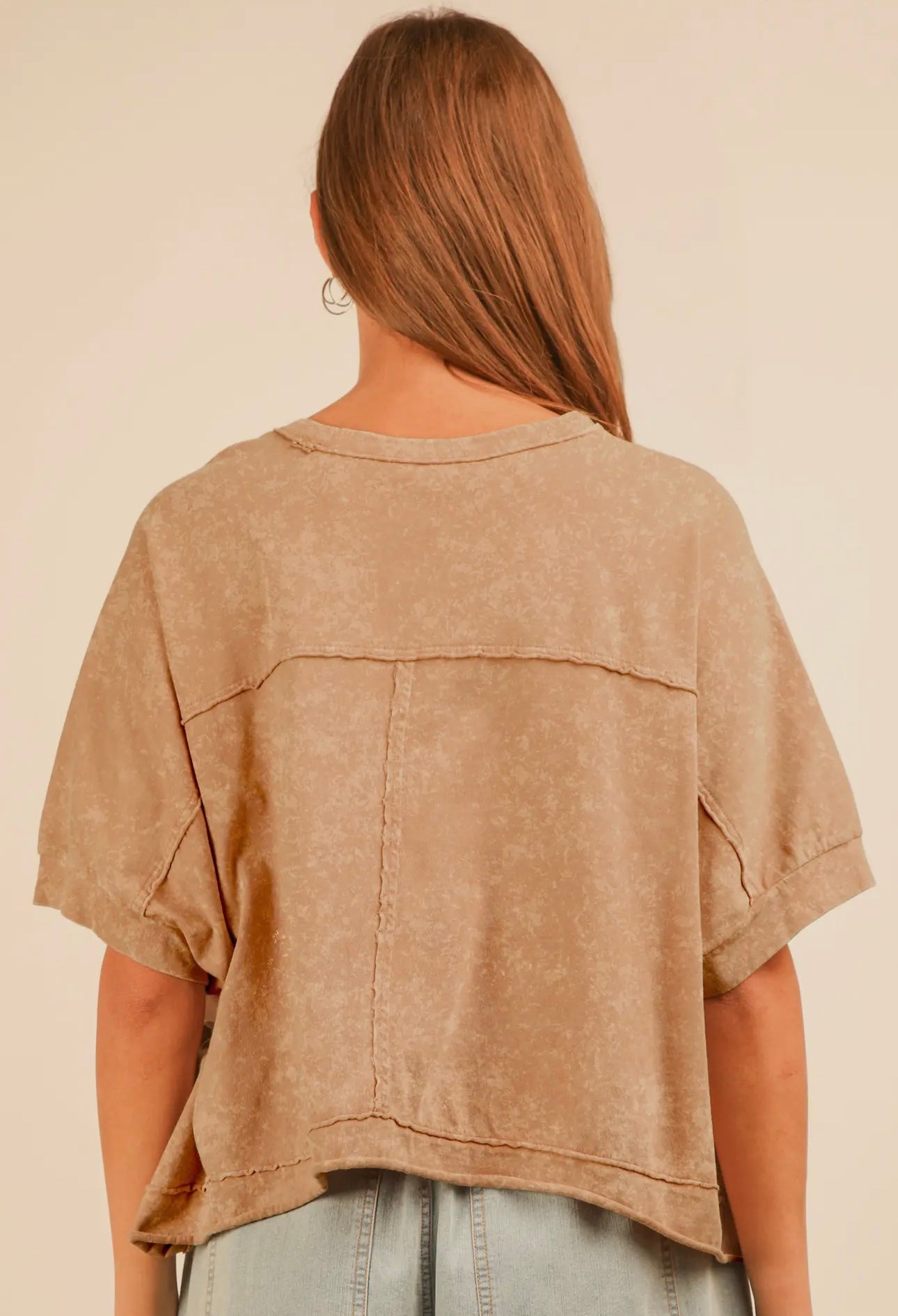 Mineral Washed Oversized Crop Knit Top
