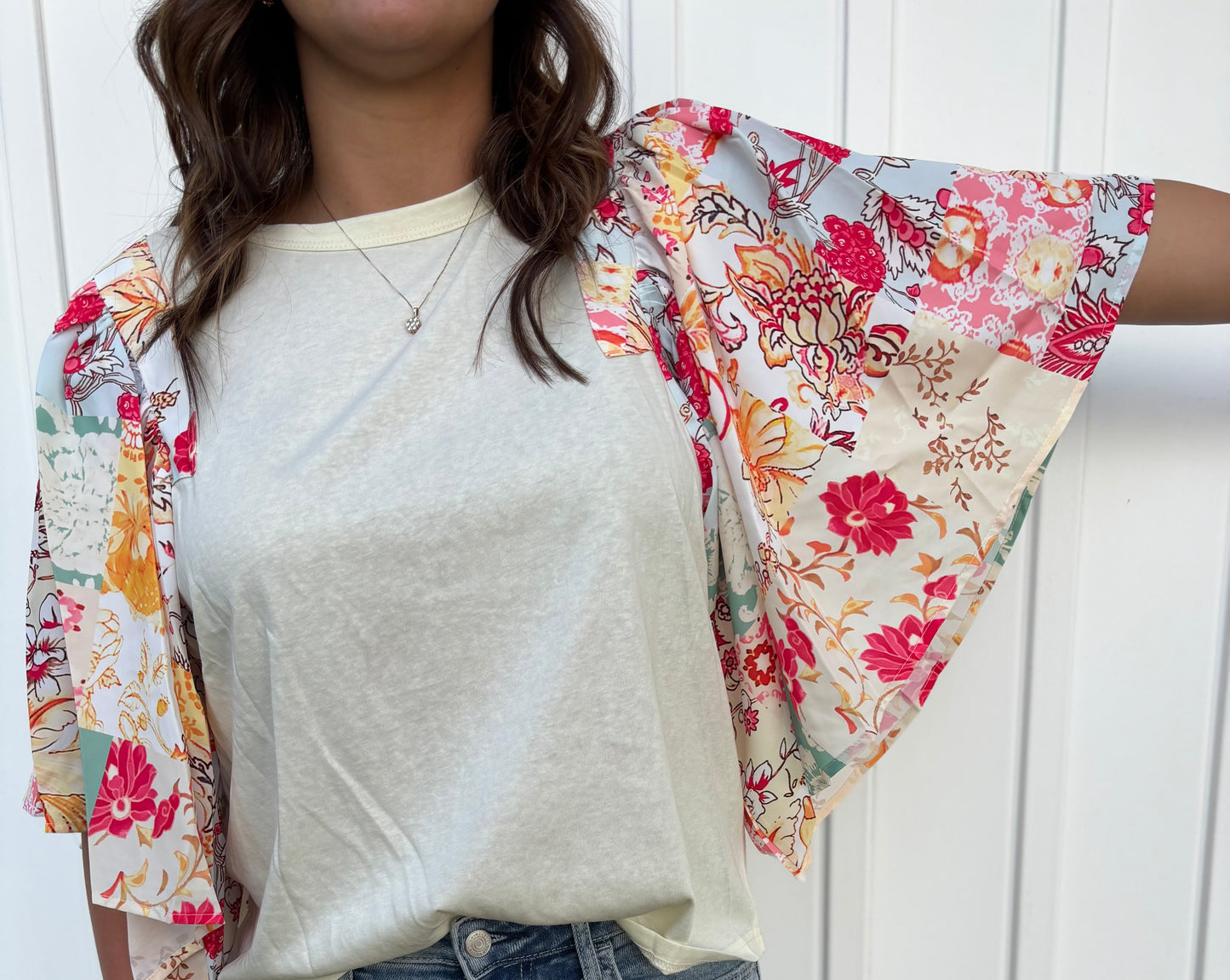 Beige Half Batwing Sleeve Blouse