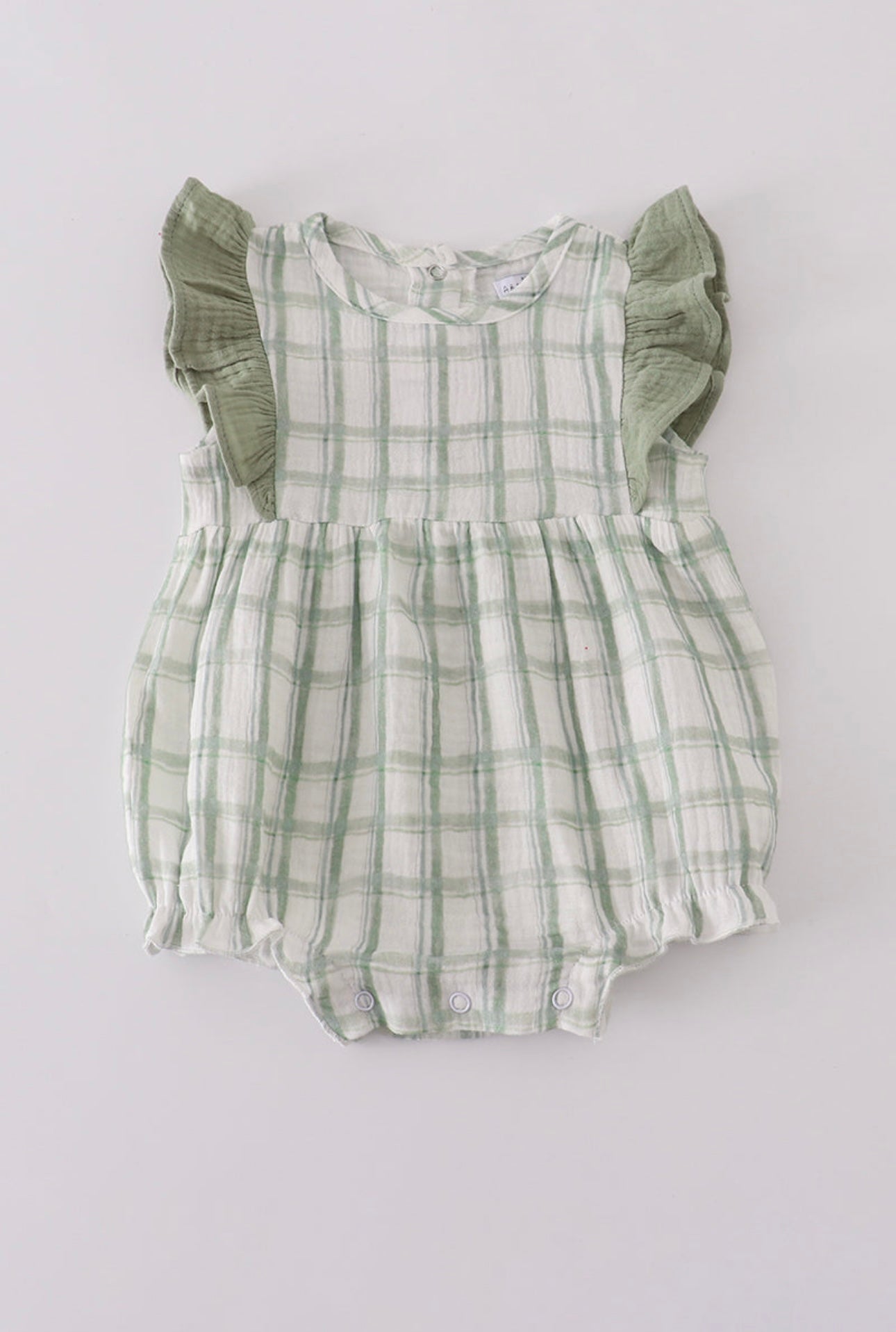 Premium Sage Ruffle Plaid Bubble