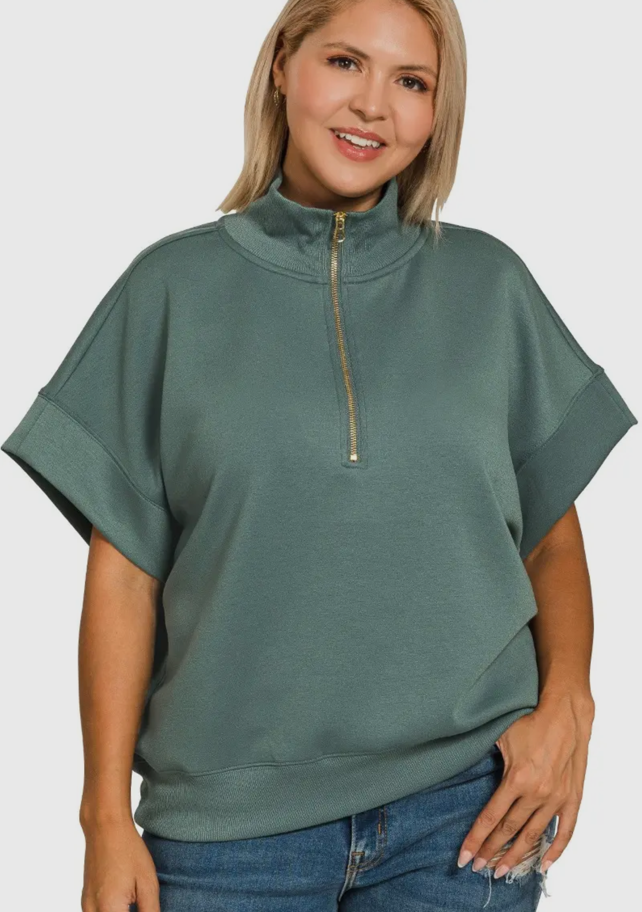 Plus Scuba High Neck Short Sleeve Pull Over
