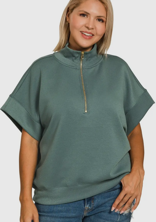 Plus Scuba High Neck Short Sleeve Pull Over