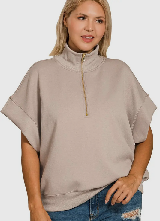 Plus Scuba High Neck Short Sleeve Pullover